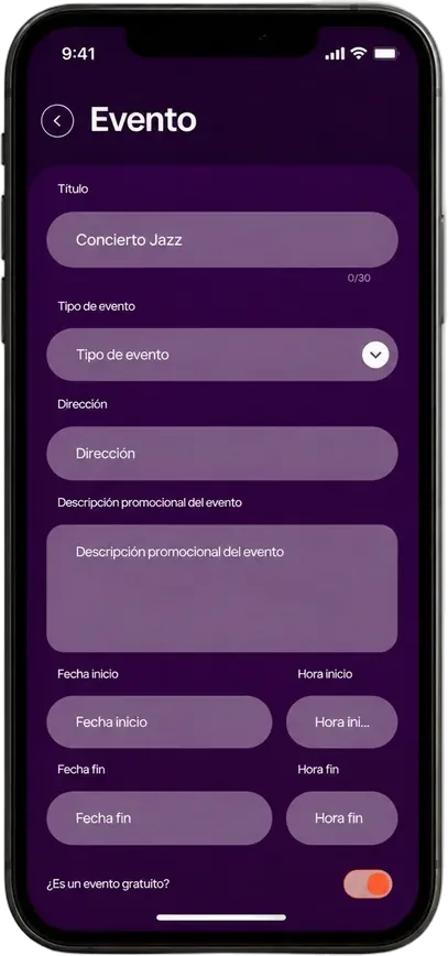 Crea un evento