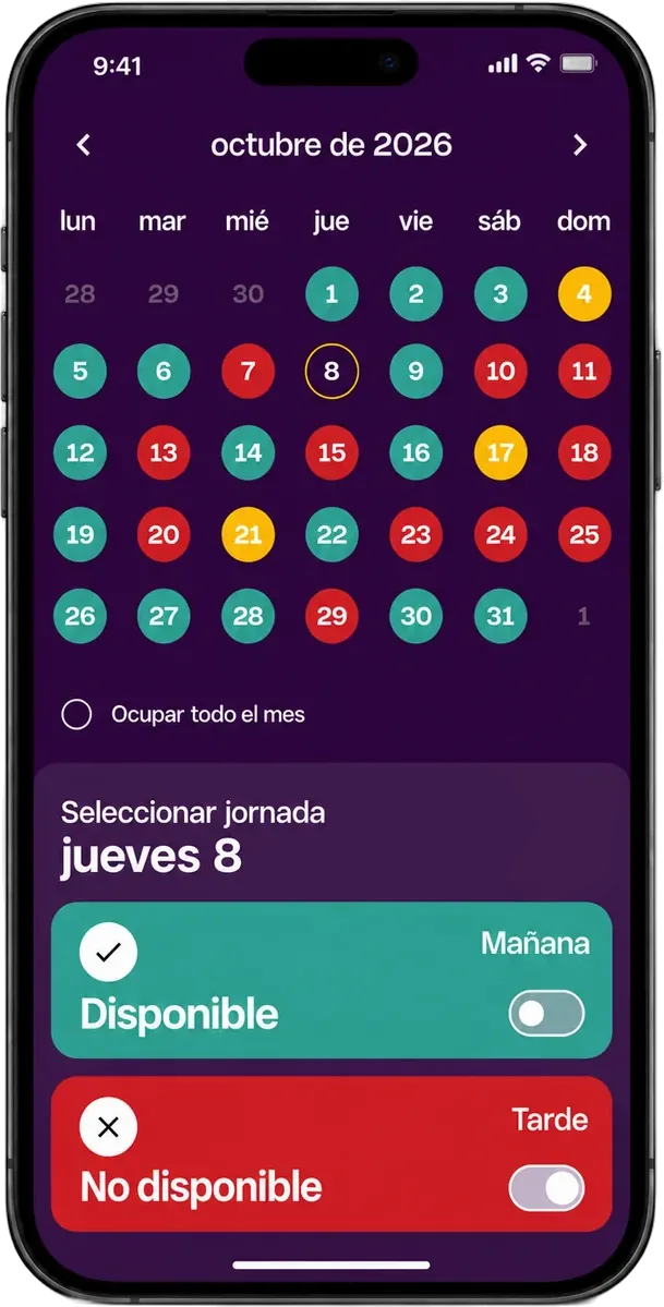 Configura tu disponibilidad